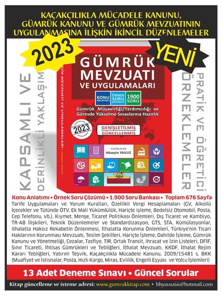GÜMRÜK SORU BANKASI-GÜMRÜK MEVZUATI VE UYGULAMALARI-HÜSEYİN YAVUZ